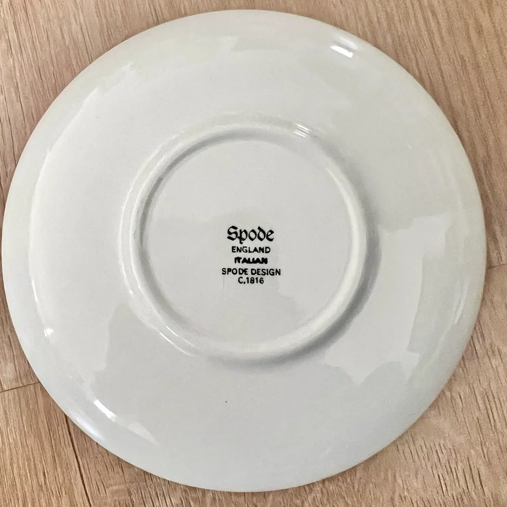 Spode England Woodland Black Transfer Italian‎ Porcelain Plate Saucer 4.75” Vtg